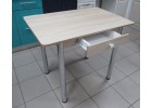 Стол Прямоугольный с ящиком 900х600 ЛДСП дуб сонома светлый, ноги: металл (хром), ФОРТ