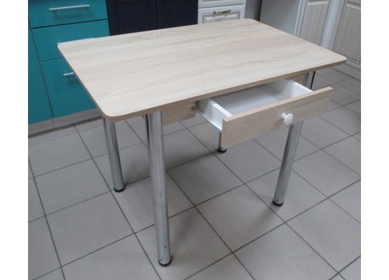 Стол Прямоугольный с ящиком 900х600 ЛДСП дуб сонома светлый, ноги: металл (хром), ФОРТ
