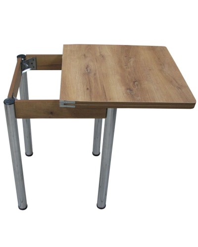 Кухонный стол Ломберный поворотно-раскладной 600х600/1200 ЛДСП орех, ноги: металл (хром) - 2