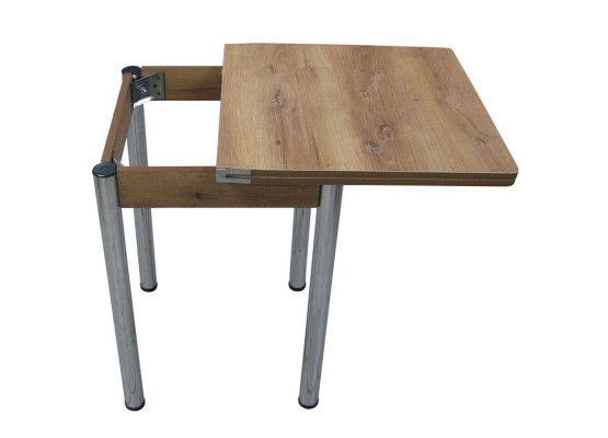 Кухонный стол Ломберный поворотно-раскладной 600х600/1200 ЛДСП орех, ноги: металл (хром), ФОРТ