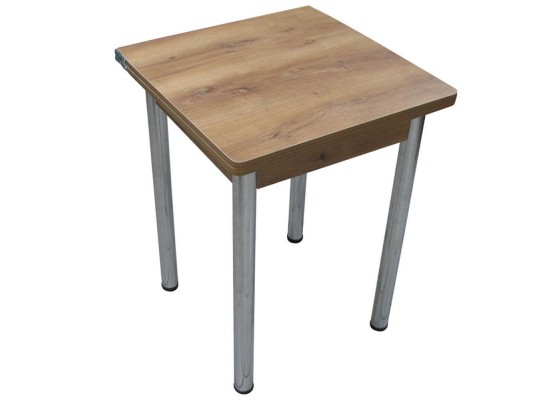 Кухонный стол Ломберный поворотно-раскладной 600х600/1200 ЛДСП орех, ноги: металл (хром), ФОРТ