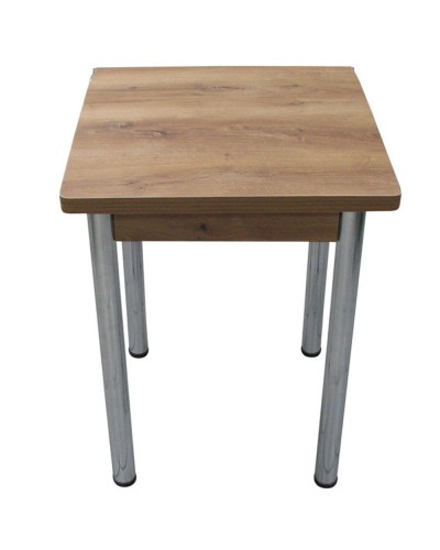 Кухонный стол Ломберный поворотно-раскладной 600х600/1200 ЛДСП орех, ноги: металл (хром) - 1