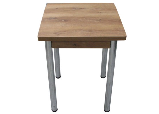 Кухонный стол Ломберный поворотно-раскладной 600х600/1200 ЛДСП орех, ноги: металл (хром), ФОРТ