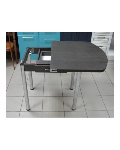 Кухонный стол ЕВРО раскладной 1000/1300х680 ЛДСП венге, ноги: металл (хром) - 1