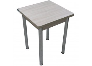 Кухонный стол Ломберный поворотно-раскладной 600х600/1200 ЛДСП ясень шимо светлый, ноги: металл (хром)