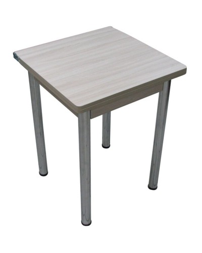 Кухонный стол Ломберный поворотно-раскладной 600х600/1200 ЛДСП ясень шимо светлый, ноги: металл (хром)