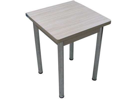 Кухонный стол Ломберный поворотно-раскладной 600х600/1200 ЛДСП ясень шимо светлый, ноги: металл (хром), ФОРТ