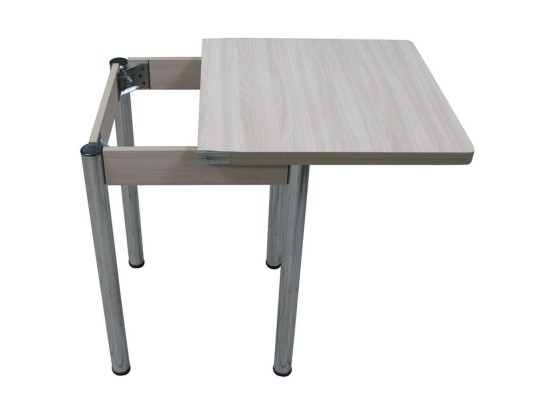 Кухонный стол Ломберный поворотно-раскладной 600х600/1200 ЛДСП ясень шимо светлый, ноги: металл (хром), ФОРТ