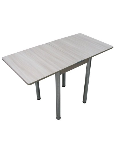 Кухонный стол Ломберный поворотно-раскладной 600х600/1200 ЛДСП ясень шимо светлый, ноги: металл (хром) - 3