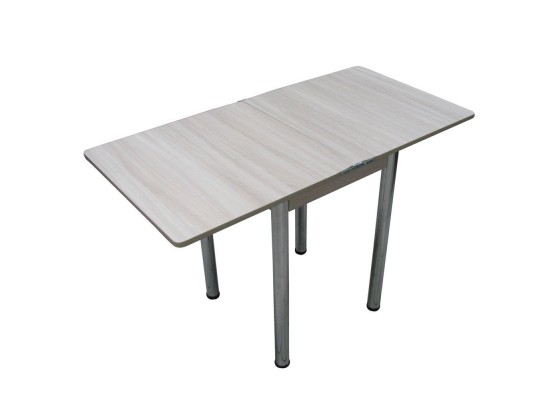 Кухонный стол Ломберный поворотно-раскладной 600х600/1200 ЛДСП ясень шимо светлый, ноги: металл (хром), ФОРТ