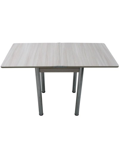 Кухонный стол Ломберный поворотно-раскладной 600х600/1200 ЛДСП ясень шимо светлый, ноги: металл (хром) - 2