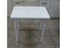 Кухонный стол Ломберный поворотно-раскладной с ящиком 800х600/1200 ЛДСП белый, ноги: металл (белый), ФОРТ