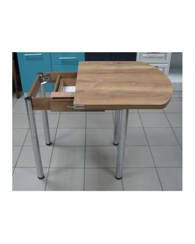 Кухонный стол ЕВРО раскладной 1000/1300х680 ЛДСП орех, ноги: металл (хром) - 2