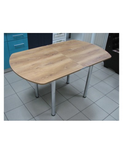 Кухонный стол ЕВРО раскладной 1000/1300х680 ЛДСП орех, ноги: металл (хром) - 3