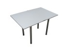 Кухонный стол Ломберный поворотно-раскладной с ящиком 800х600/1200 ЛДСП белый, ноги: металл (хром), ФОРТ