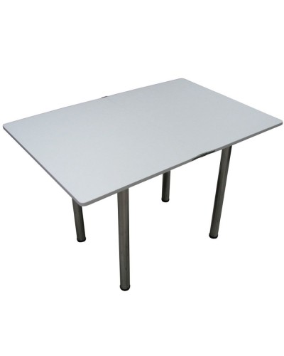 Кухонный стол Ломберный поворотно-раскладной с ящиком 800х600/1200 ЛДСП белый, ноги: металл (хром) - 4