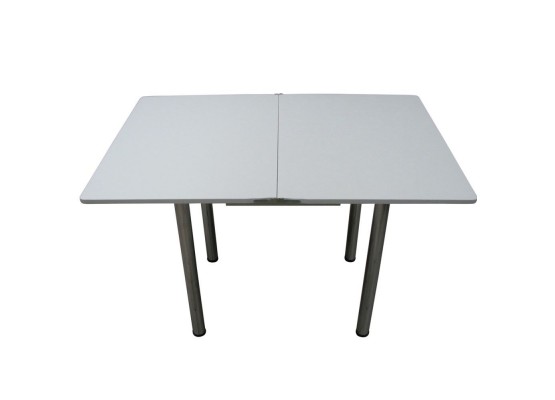 Кухонный стол Ломберный поворотно-раскладной с ящиком 800х600/1200 ЛДСП белый, ноги: металл (хром), ФОРТ