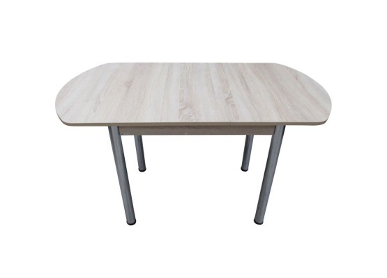 Кухонный стол ЕВРО раскладной 1000/1300х680 ЛДСП дуб сонома светлый, ноги: металл (хром), ФОРТ