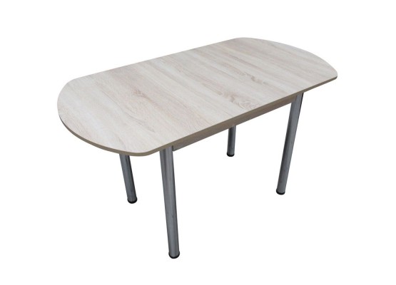 Кухонный стол ЕВРО раскладной 1000/1300х680 ЛДСП дуб сонома светлый, ноги: металл (хром), ФОРТ