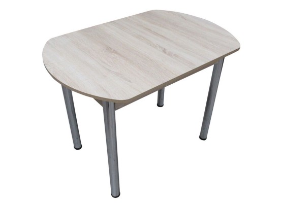 Кухонный стол ЕВРО раскладной 1000/1300х680 ЛДСП дуб сонома светлый, ноги: металл (хром), ФОРТ