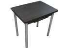 Кухонный стол Ломберный поворотно-раскладной с ящиком 800х600/1200 ЛДСП венге, ноги: металл (хром), ФОРТ
