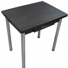 Кухонный стол Ломберный поворотно-раскладной с ящиком 800х600/1200 ЛДСП венге, ноги: металл (хром)
