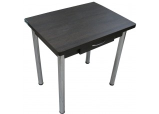 Кухонный стол Ломберный поворотно-раскладной с ящиком 800х600/1200 ЛДСП венге, ноги: металл (хром)