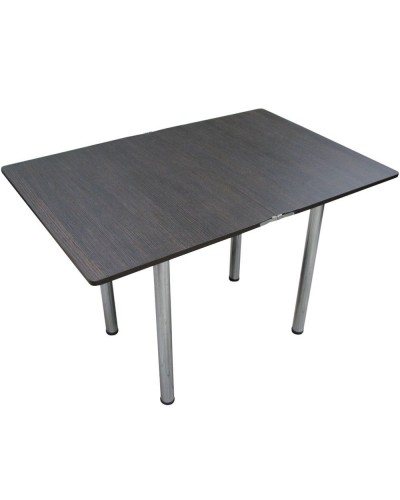 Кухонный стол Ломберный поворотно-раскладной с ящиком 800х600/1200 ЛДСП венге, ноги: металл (хром) - 3