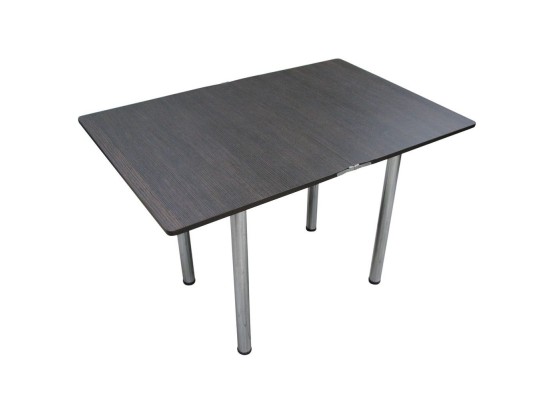 Кухонный стол Ломберный поворотно-раскладной с ящиком 800х600/1200 ЛДСП венге, ноги: металл (хром), ФОРТ