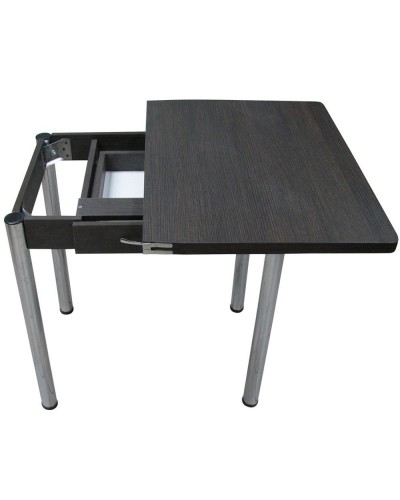 Кухонный стол Ломберный поворотно-раскладной с ящиком 800х600/1200 ЛДСП венге, ноги: металл (хром) - 2