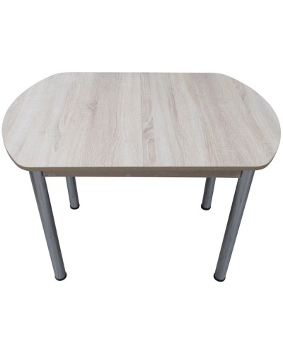 Кухонный стол ЕВРО раскладной 1000/1300х680 ЛДСП дуб сонома светлый, ноги: металл (хром) - 3