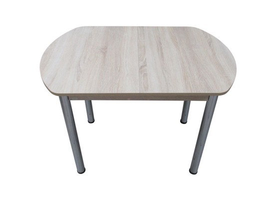 Кухонный стол ЕВРО раскладной 1000/1300х680 ЛДСП дуб сонома светлый, ноги: металл (хром), ФОРТ