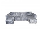 Диван еврокнижка Лофт П-образный с 2 оттоманками плюш серый, Фото Диван