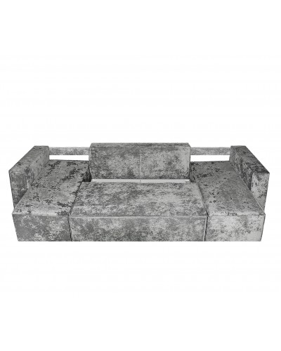 Диван еврокнижка Лофт П-образный с 2 оттоманками плюш серый, Фото Диван