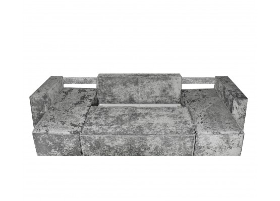 Диван еврокнижка Лофт П-образный с 2 оттоманками плюш серый, Фото Диван