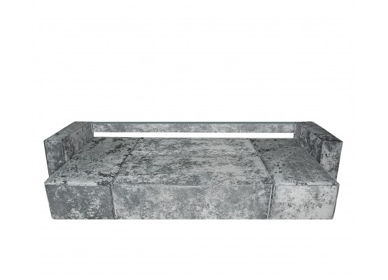 Диван еврокнижка Лофт П-образный с 2 оттоманками плюш серый, Фото Диван