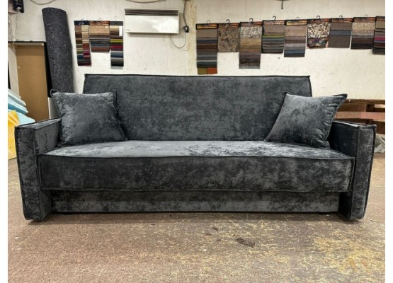 Диван Лофт книжка 120 серый , плюш, узкие боковины, Фото Диван