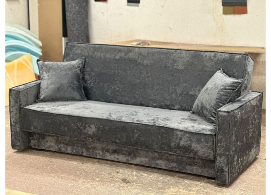 Диван Лофт книжка 120 серый , плюш, узкие боковины, Фото Диван