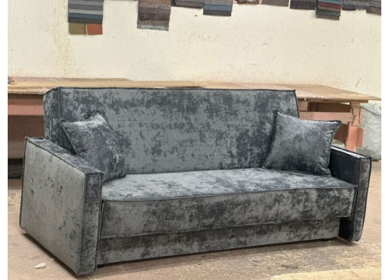 Диван Лофт книжка 120 серый , плюш, узкие боковины, Фото Диван