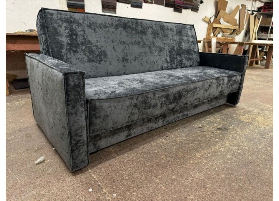 Диван Лофт книжка 120 серый плюш, широкие боковины, Фото Диван