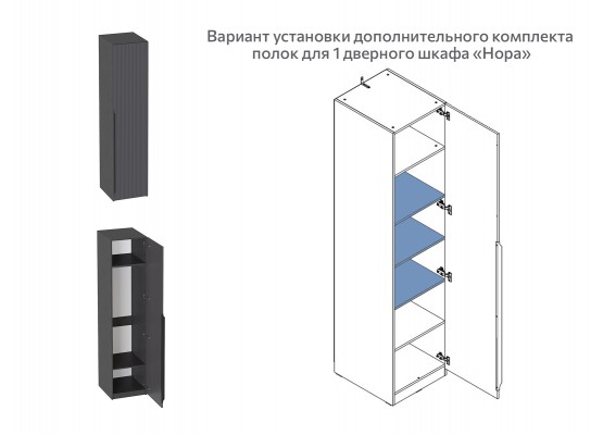 Комплект полок для 1 дв и 3 дв шкафа "Нора", МебельГрад