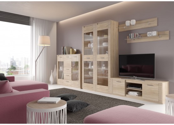 Модульная гостиная "Элана" композиция #1 Дуб сонома, МебельГрад