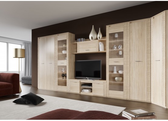 Модульная гостиная "Элана" композиция #1 Дуб сонома, МебельГрад