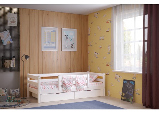 Вариант 4 Кровать "Соня" с защитой по центру Белый, МебельГрад