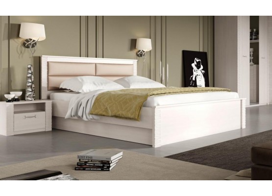 Кровать 1400 "Элана" спальня Бодега белая, МебельГрад