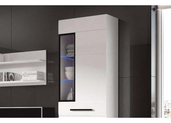 Шкаф-витрина "Кёльн" 1960 Белый Аляска / Белый глянец, МебельГрад