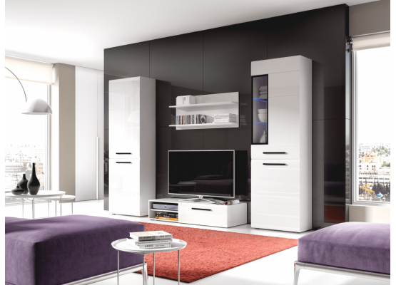 Шкаф-витрина "Кёльн" 1960 Белый Аляска / Белый глянец, МебельГрад