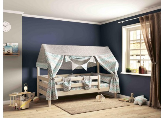 Кровать с надстройкой "Соня" Прозрачный лак, МебельГрад