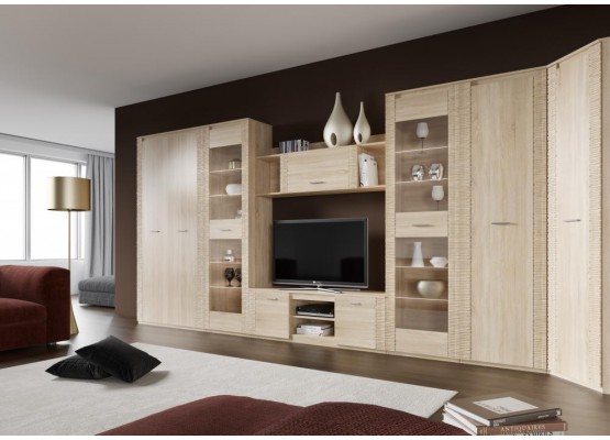 Витрина "Элана" гостиная Дуб сонома, МебельГрад