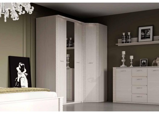Шкаф угловой "Элана" спальня Бодега белая, МебельГрад